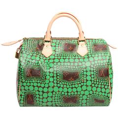 Louis Vuitton Limited Edition Green Yayoi Kusama Speedy 30 Satchel at  1stDibs