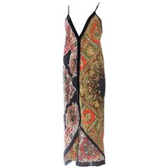 Vintage Bias Paisley Boho Scarf Dress