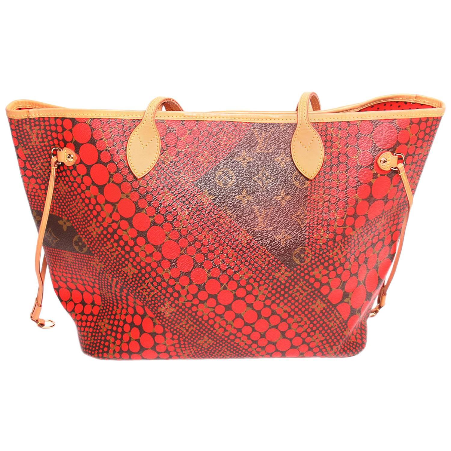 Louis Vuitton Red Monogram Yayoi Kusama Neverfull MM Tote