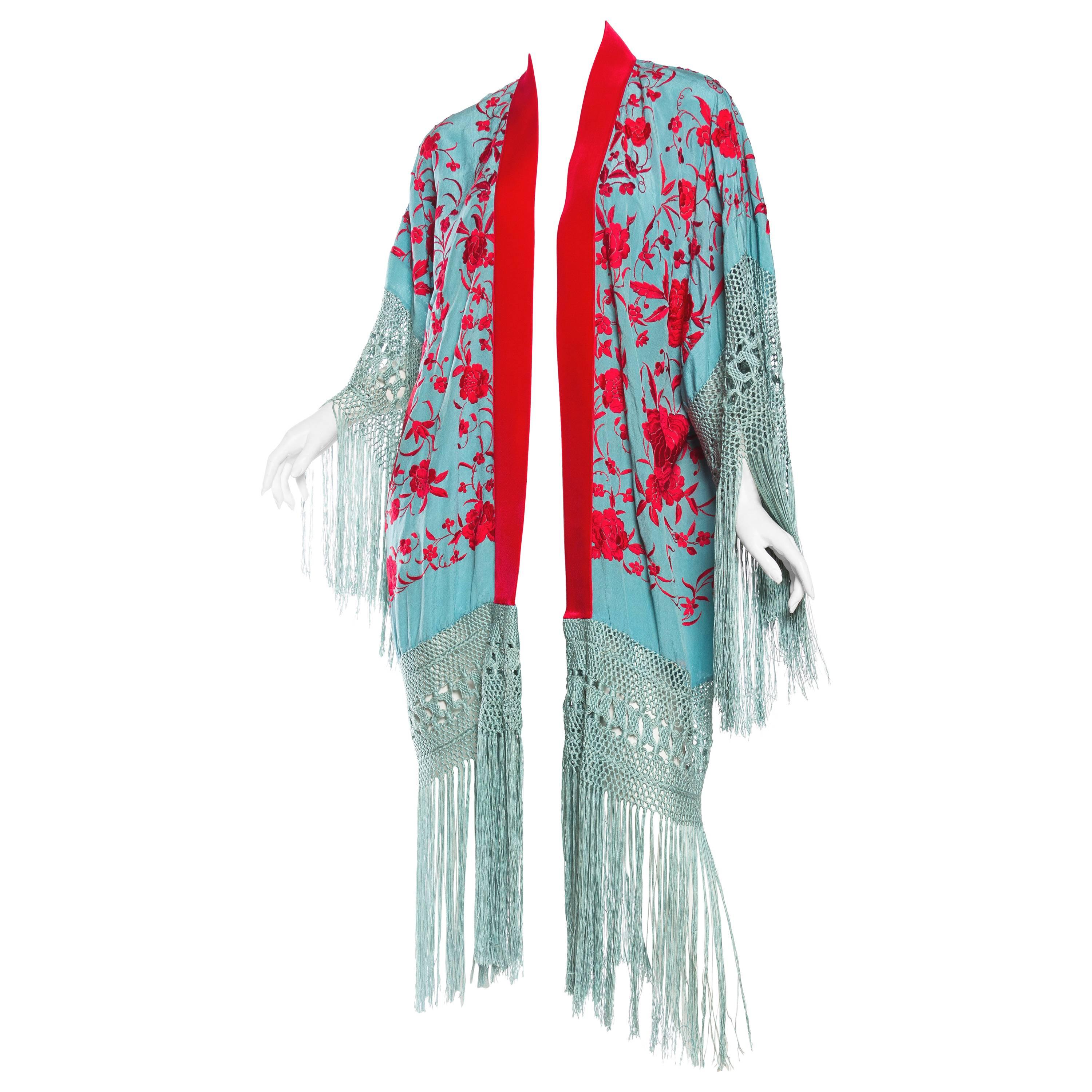 Fringed Kimono made from an Antique Piano Shawl