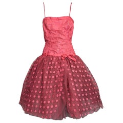 Jean Desses Pret a Porter Silk Point D'esprit Cocktail Dress