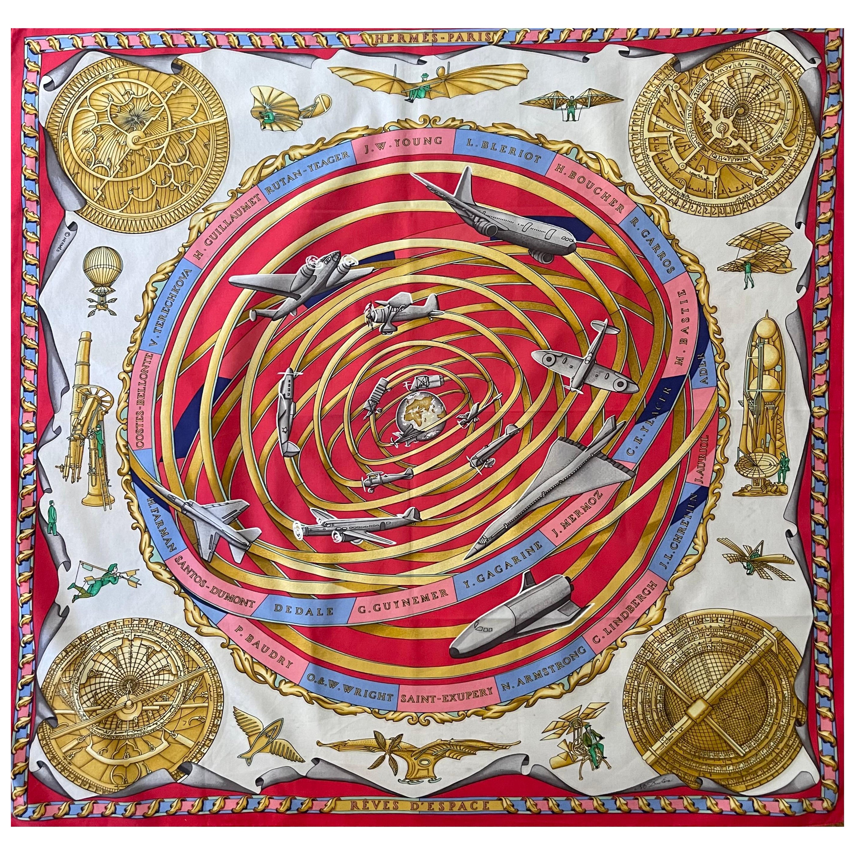 Sciarpa di cotone Hermès "Rêves D'Espace" 1993 in vendita
