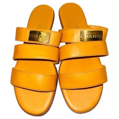 Vintage Chanel orange lambskin sandals