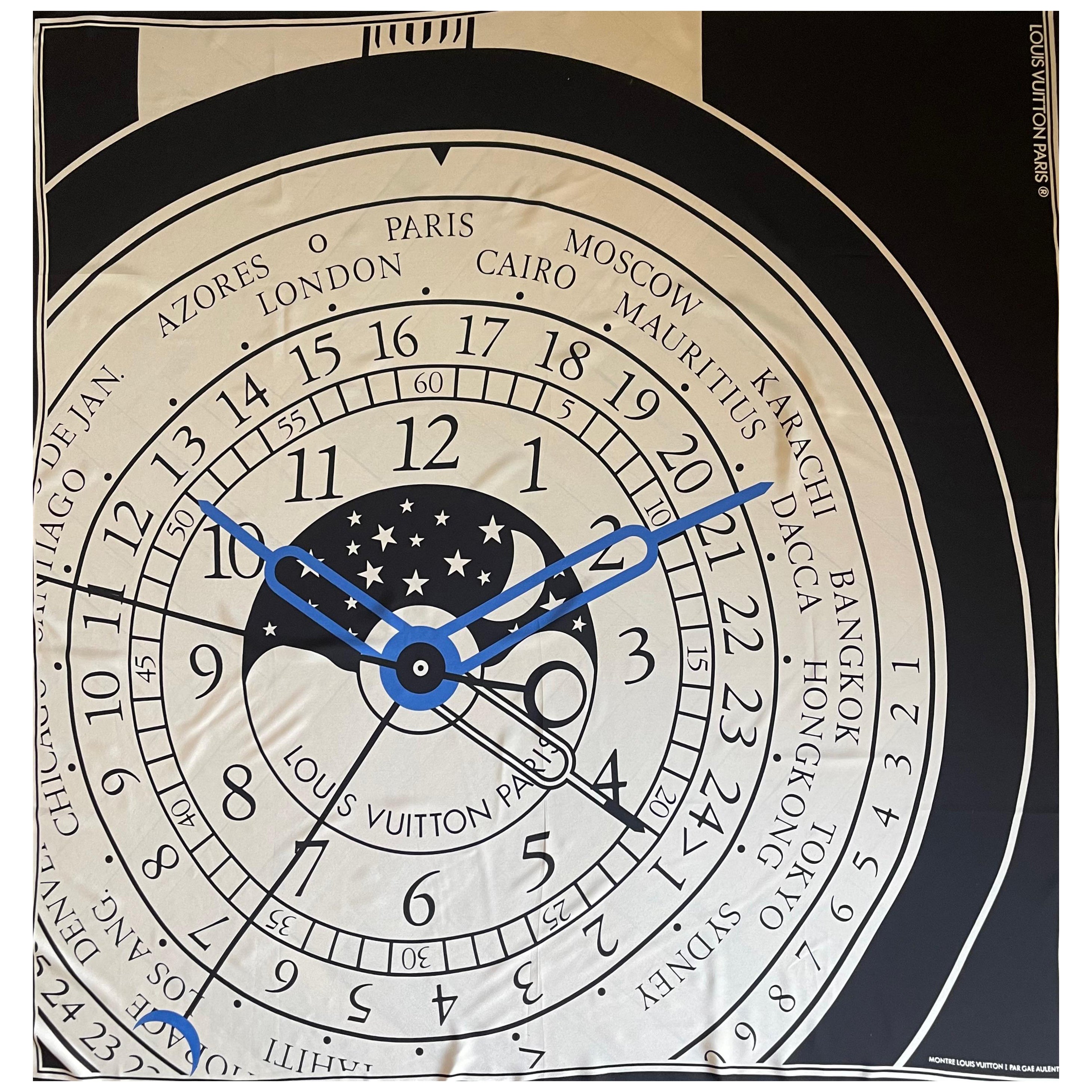 Sciarpa in seta con orologio "Le Temps du Voyage" di Louis Vuitton in vendita