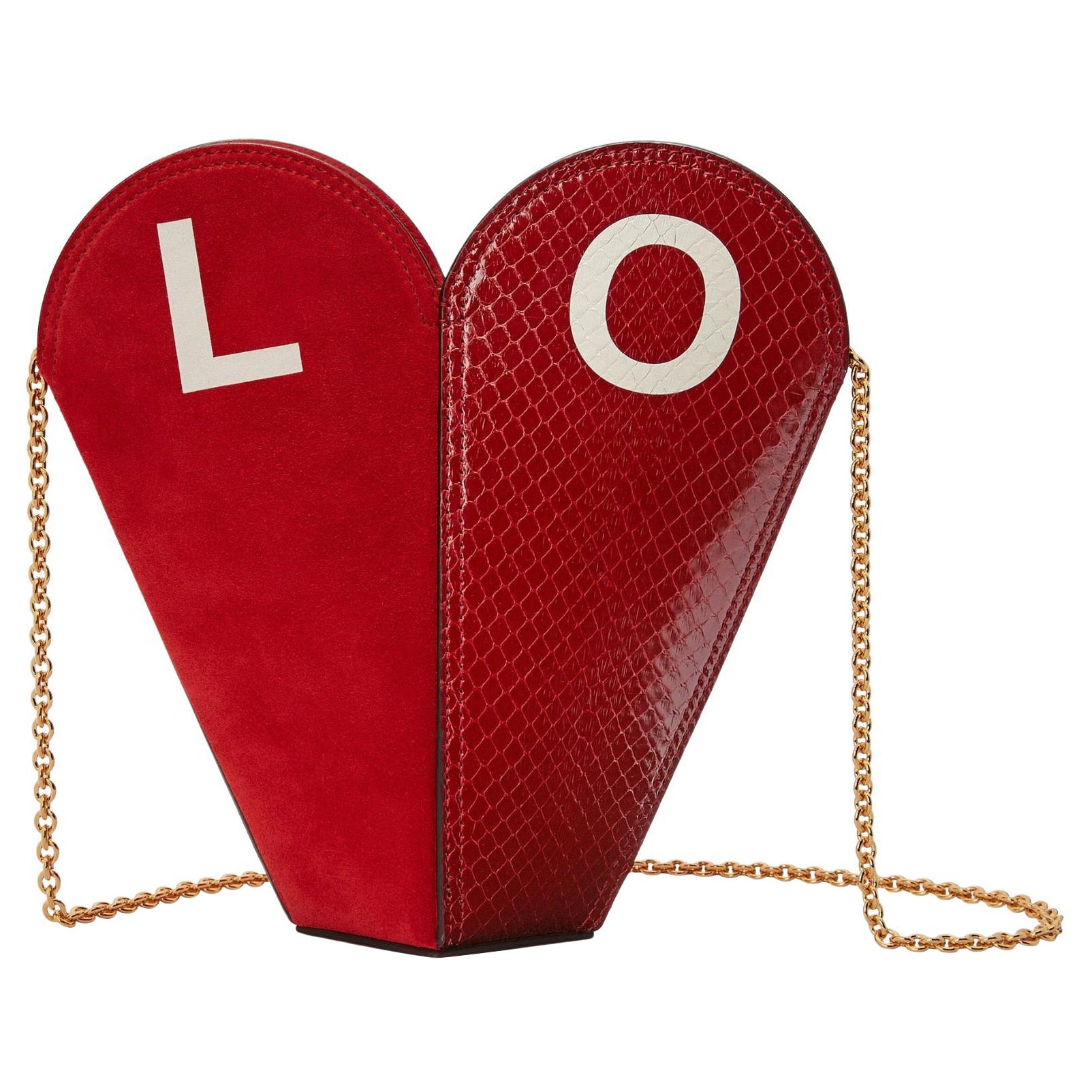 Gucci, petit sac cœur Love Valentine's Day avec cuir python exotique en vente