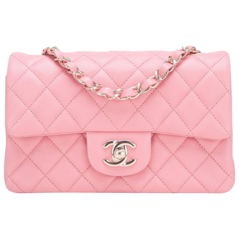 Chanel Pink Quilted Lambskin Rectangular Mini Classic Flap Bag at 1stDibs