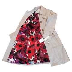 Nuovo con etichetta Kenneth Cole Beige Sateen Jacket Trench Coat Taglia: Small