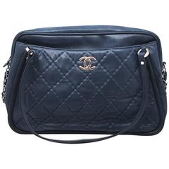 Chanel Blue Quilted Calfskin Leather Chain Shoulder Bag