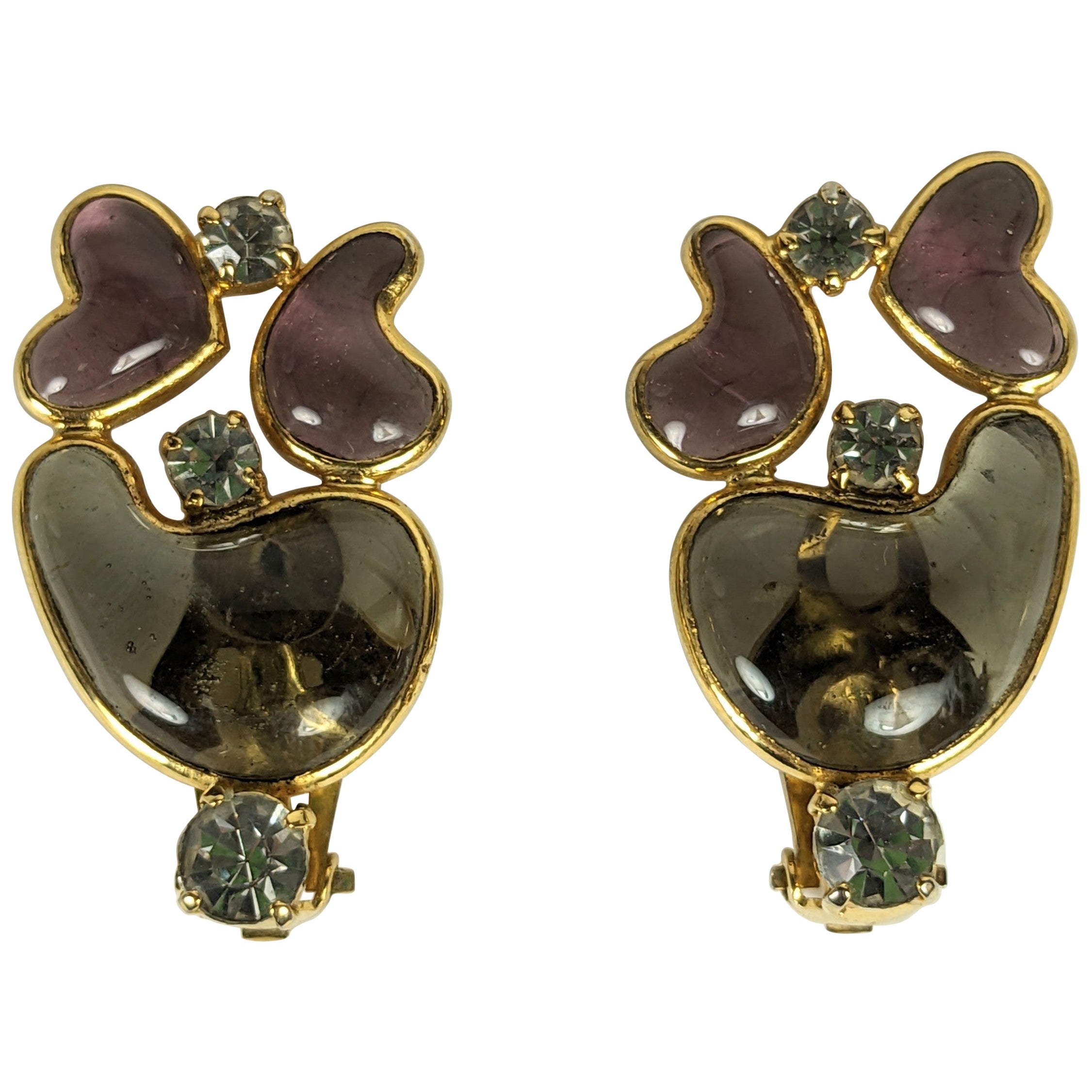 Maison Gripoix Paisley and Heart Form Earrings For Sale