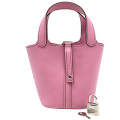 Hermes Micro Picotin SHW Bubblegum Pink Swift Leather Tote Bag