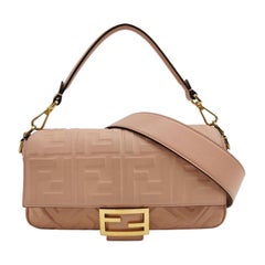 Fendi Baguette Light Pink Medium Lambskin Leather Crossbody Bag Gold Hardware