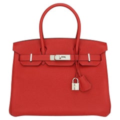 Hermès Birkin Bag 30cm Rouge Casaque Togo Leder mit Palladium Hardware 2013