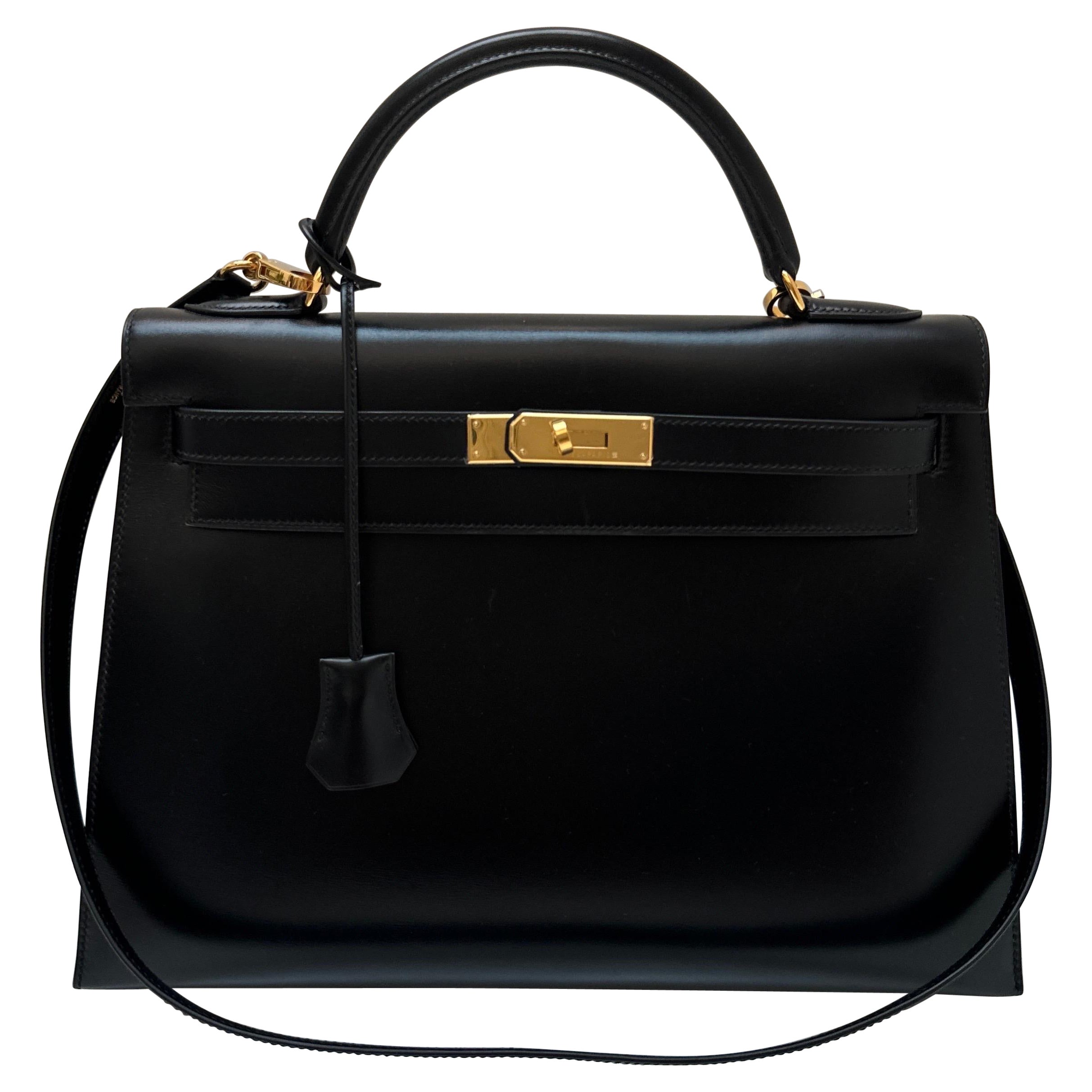 Schwarze Kelly 32 Tasche von Hermès im Angebot