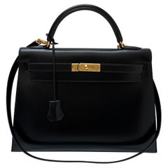 Hermes Black Kelly 32 Bag