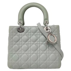Lady Dior Medium Mint Green Lambskin Leather Silver Hardware