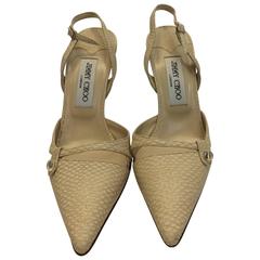 Jimmy Choo Canvas Snake Skin Print Slingback Pump 12