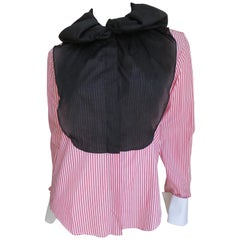 Victor & Rolf Color Block Striped Padded Collar Shirt