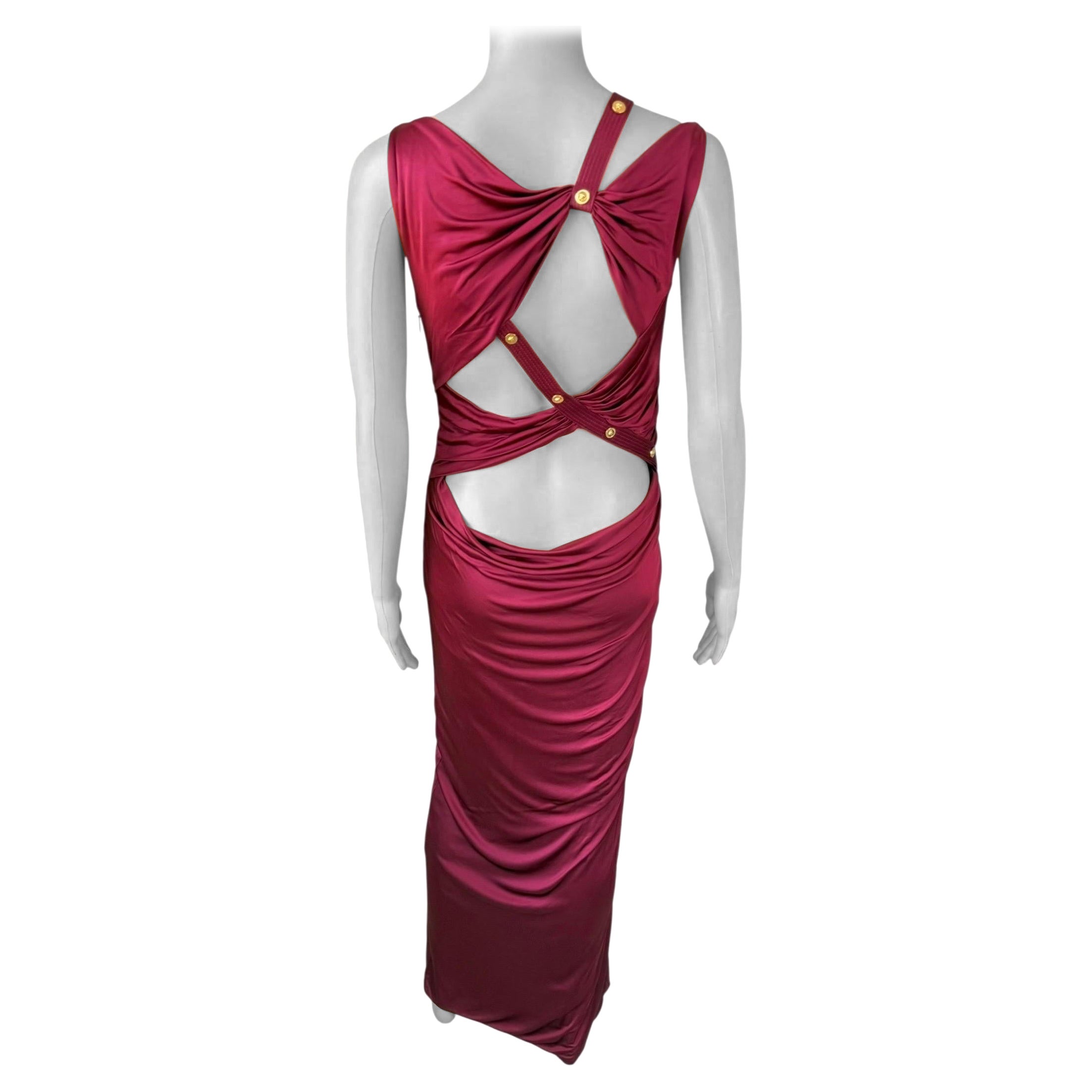 Versace Pre Fall 2019 Runway Embellished Cutout Maxi Evening Dress Gown For Sale