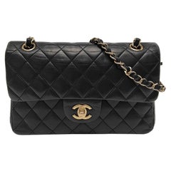 Chanel Classic Leather Small Black Lambskin Leather Gold Hardware