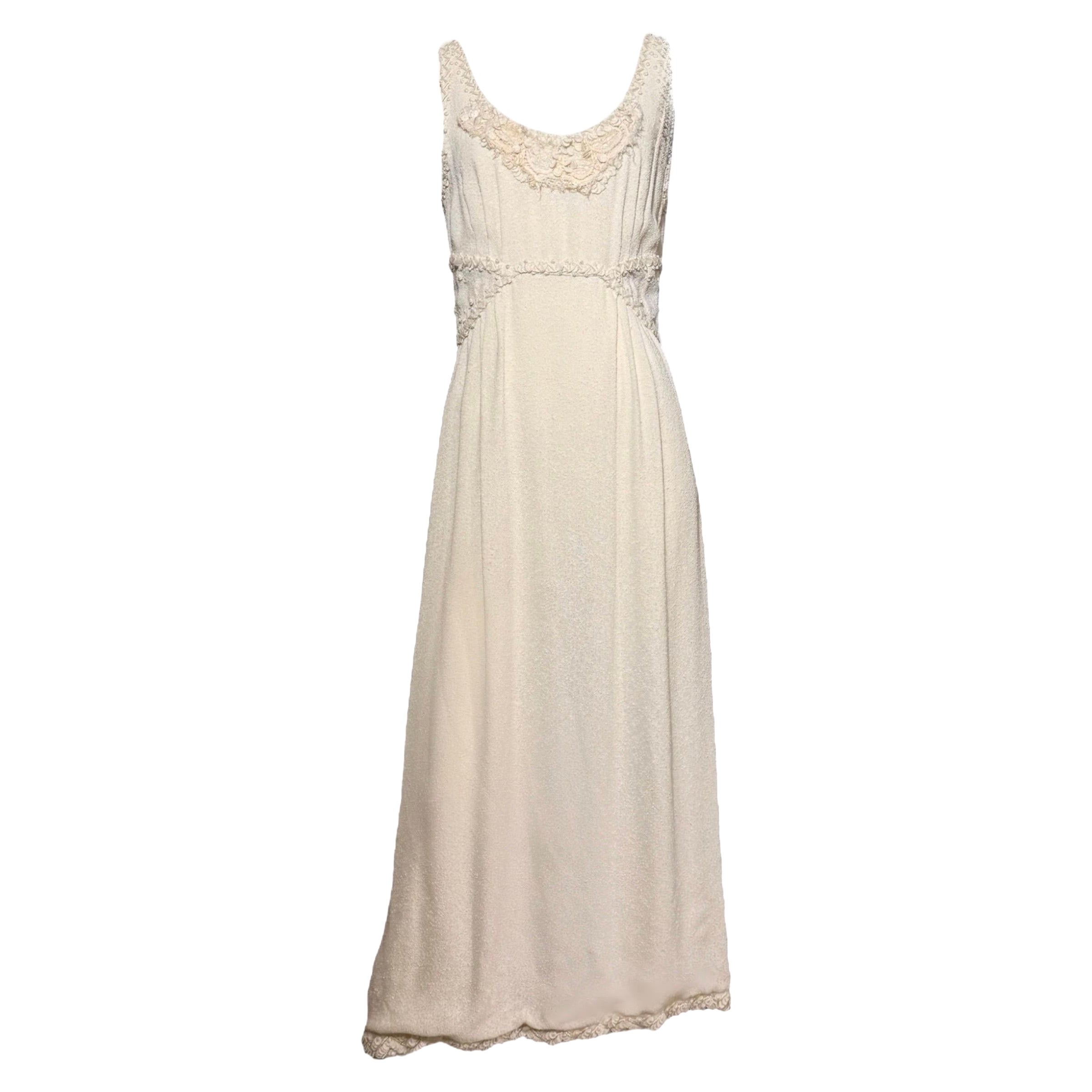 Chanel Raro Abito d'archivio bianco impreziosito e ricamato - Primavera/Estate 1998 in vendita