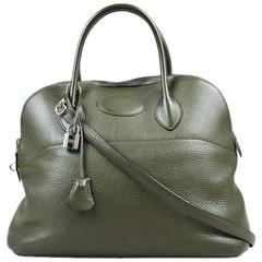 Hermes Olive Green Clemence Leather "Bollide 35" Top Handle Satchel Bag 8