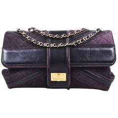 Chanel Purple Suede Leather Quilted Paneled "Union Jack" Mademoiselle Flap Bag