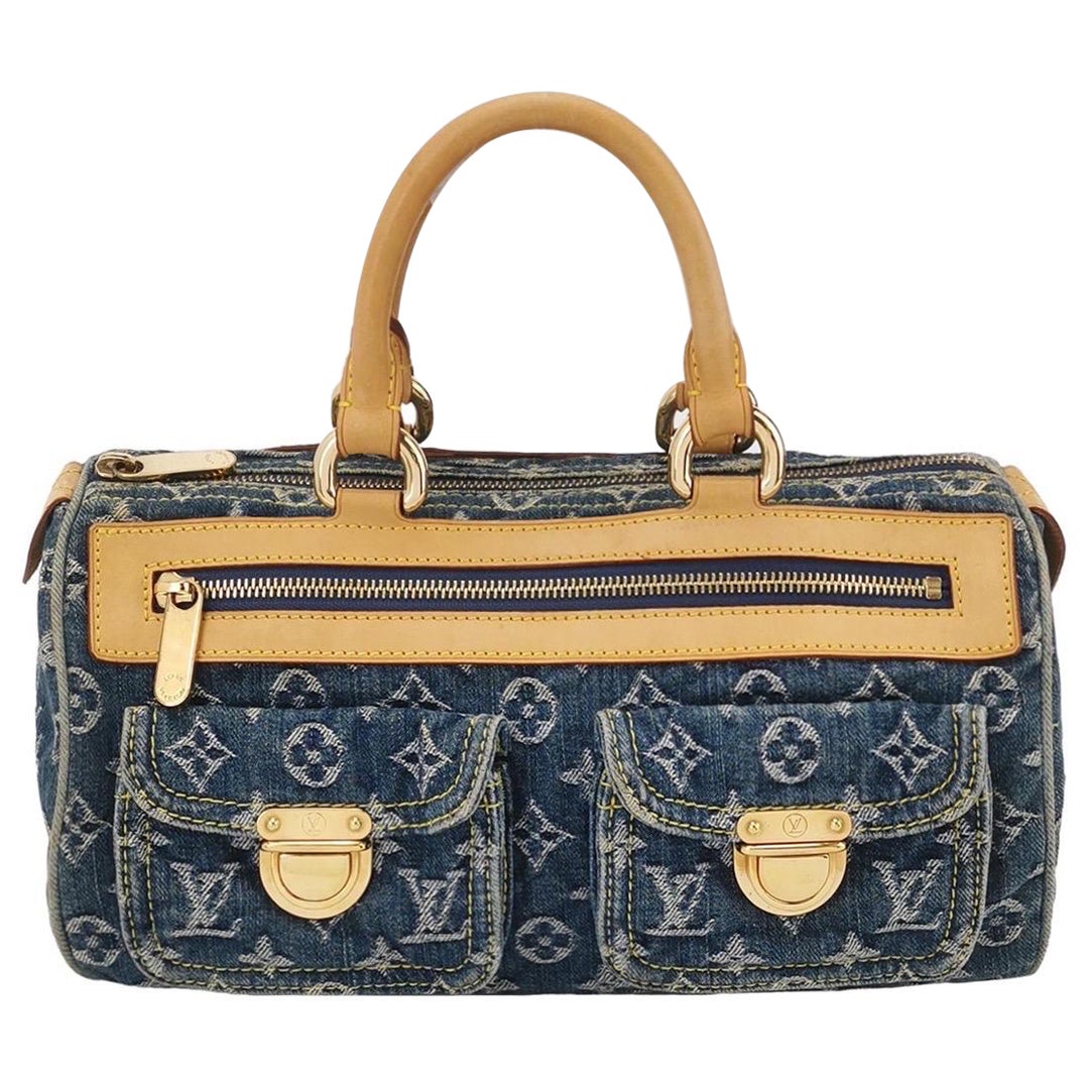 Louis Vuitton Blue Denim Neo Speedy Boston Bag For Sale