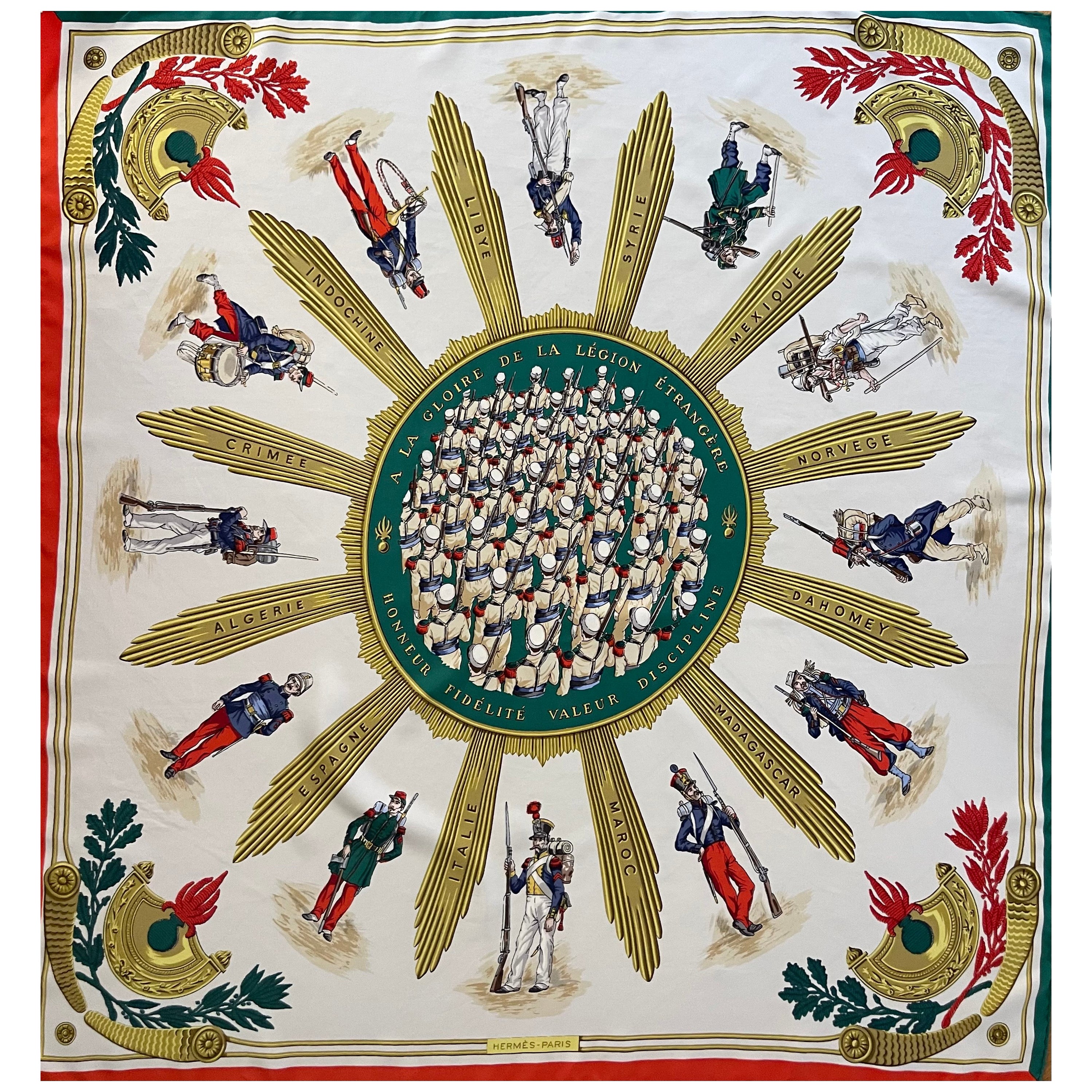 Hermès Seidenschal "  À La Gloire De La Légion Étrangère " 1951