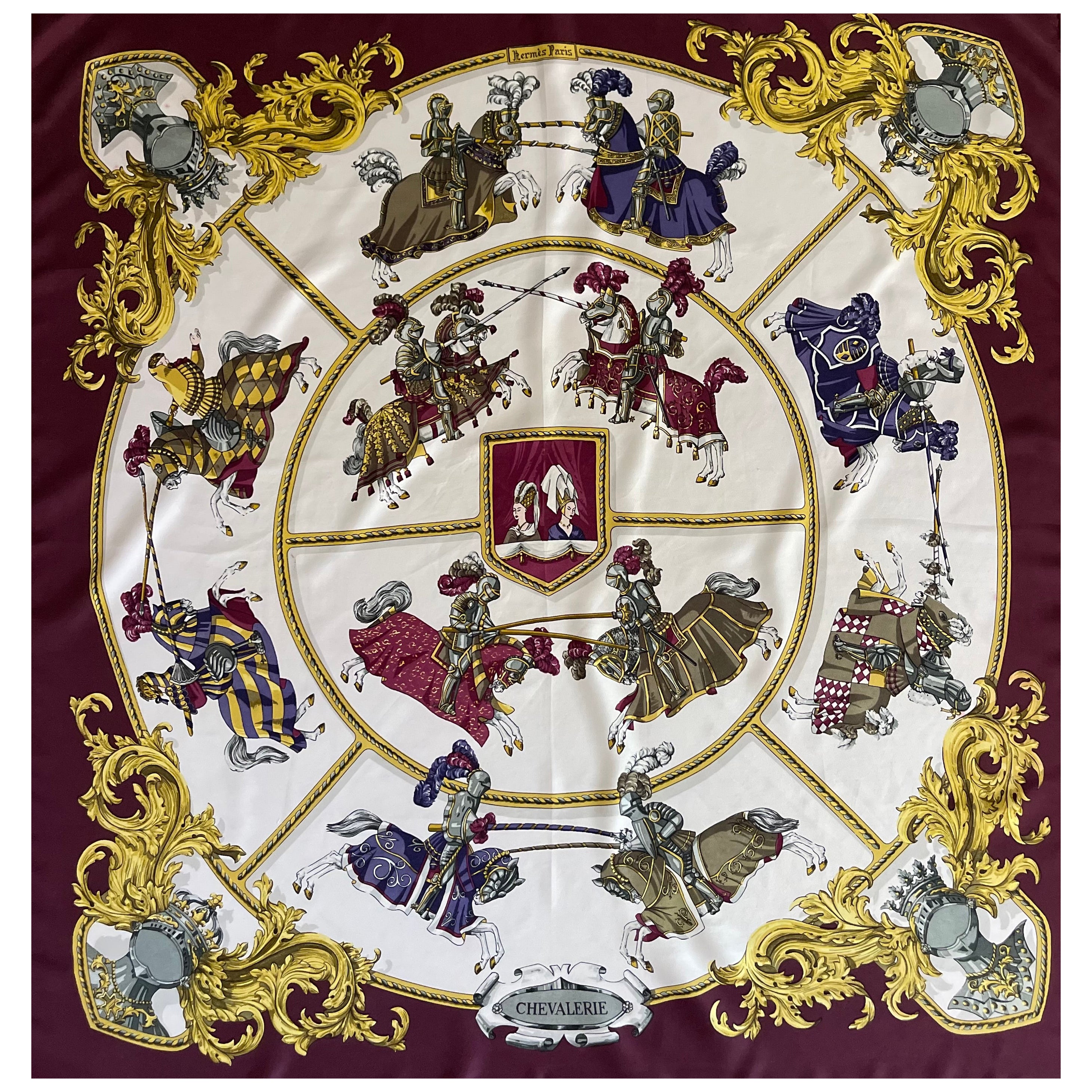 Pañuelo de seda Hermès "Chevalerie" 1967