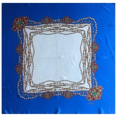 Chanel Blue & White Gripoix Silk Scarf