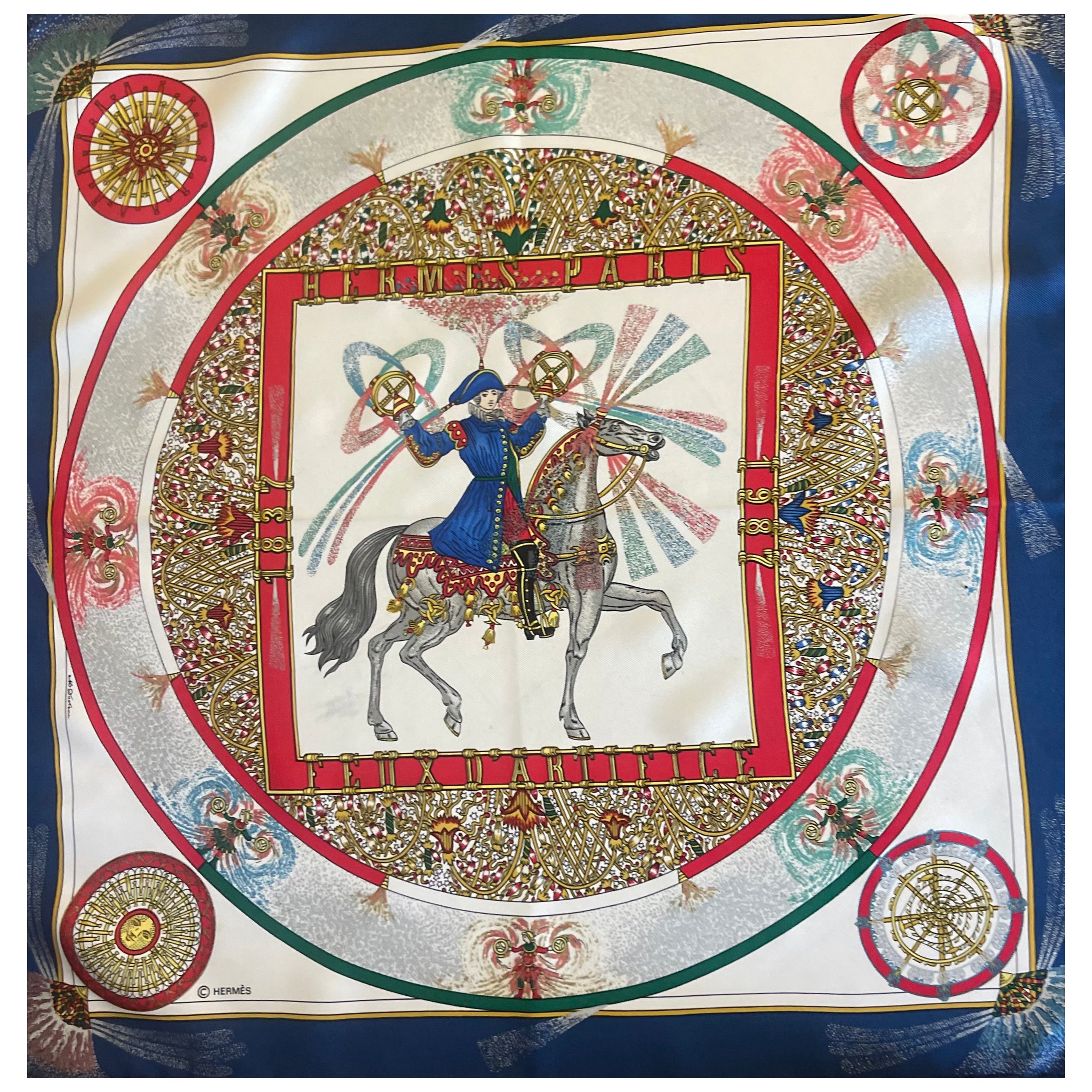 Hermès Gavroche Silk Scarf “Feus D'Artifice” 1987 For Sale