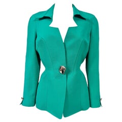 1990's Thierry Mugler Blazer Sculptural Vert Emeraude Vibrant