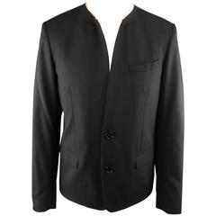 DIOR HOMME 38 Black Wool Beige Collarless Sport Coat