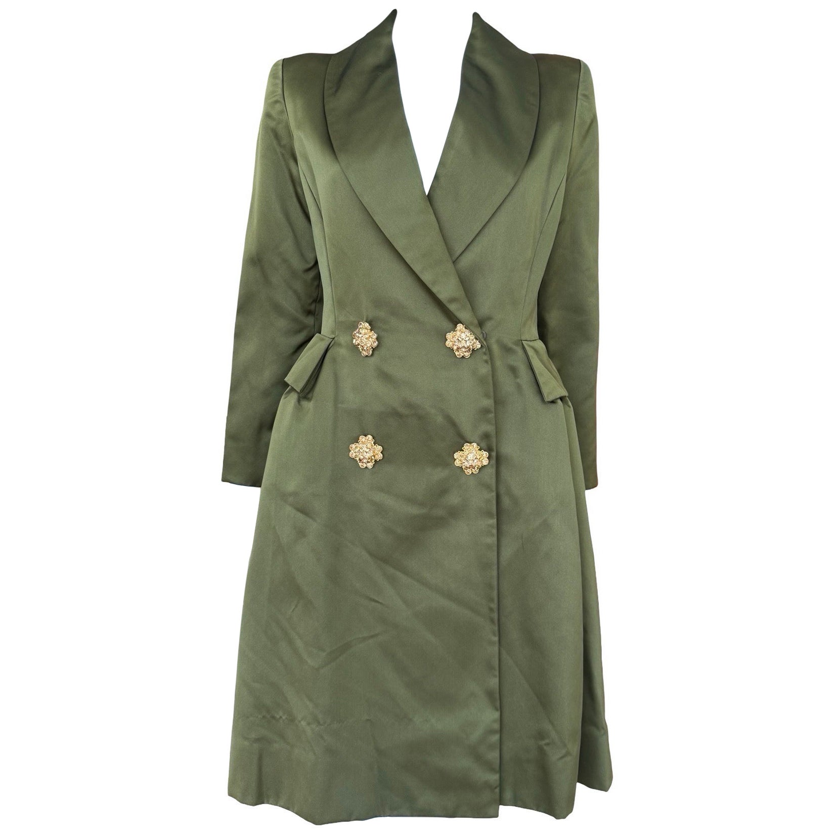 Oscar De La Renta Manteau Opéra en satin vert