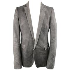POEME BOHEMIEN 38 Washed Gray Dyed Cotton / Linen SIngle Button Sport Coat