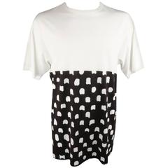 MARNI Size M White Burgundy Polka Dot Print Block Extended T-shirt