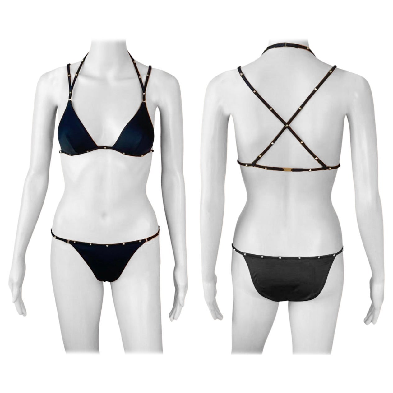 Maillot de bain deux pièces Tom Ford pour Gucci, bondage clouté, 2003 en vente