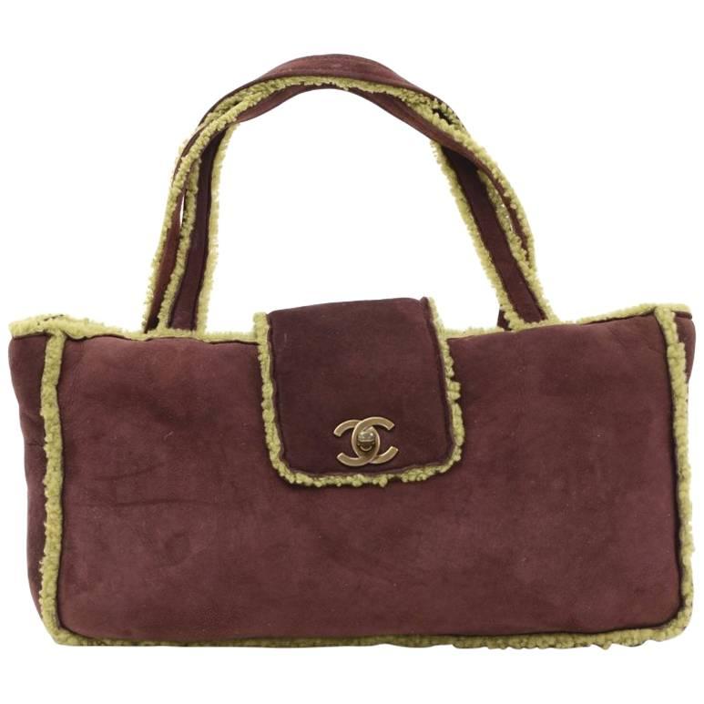 Chanel Burgundy x Green Mutton Leather Hand Bag