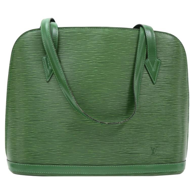 Vintage Louis Vuitton Lussac Green Epi Leather Large Shoulder Bag For Sale