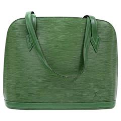 Vintage Louis Vuitton Lussac Green Epi Leather Large Shoulder Bag at 1stDibs