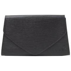 Vintage Louis Vuitton Art Deco PM Black Epi Leather Clutch Pouch Bag