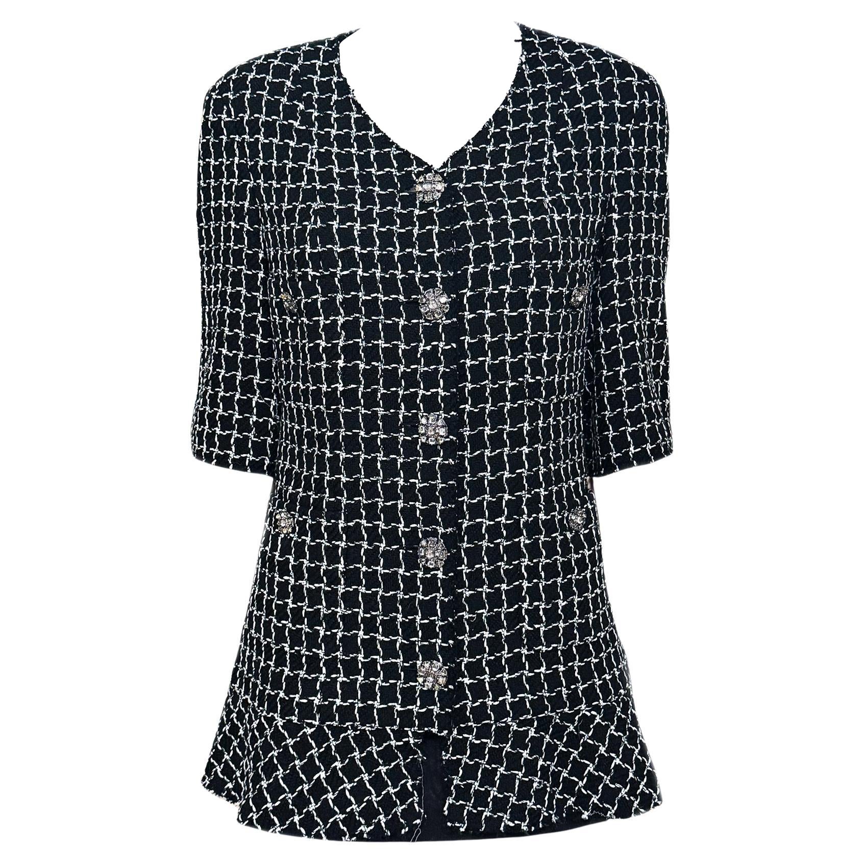 Chanel Artisanal CC Buttons Black Tweed Jacket 38 FR For Sale