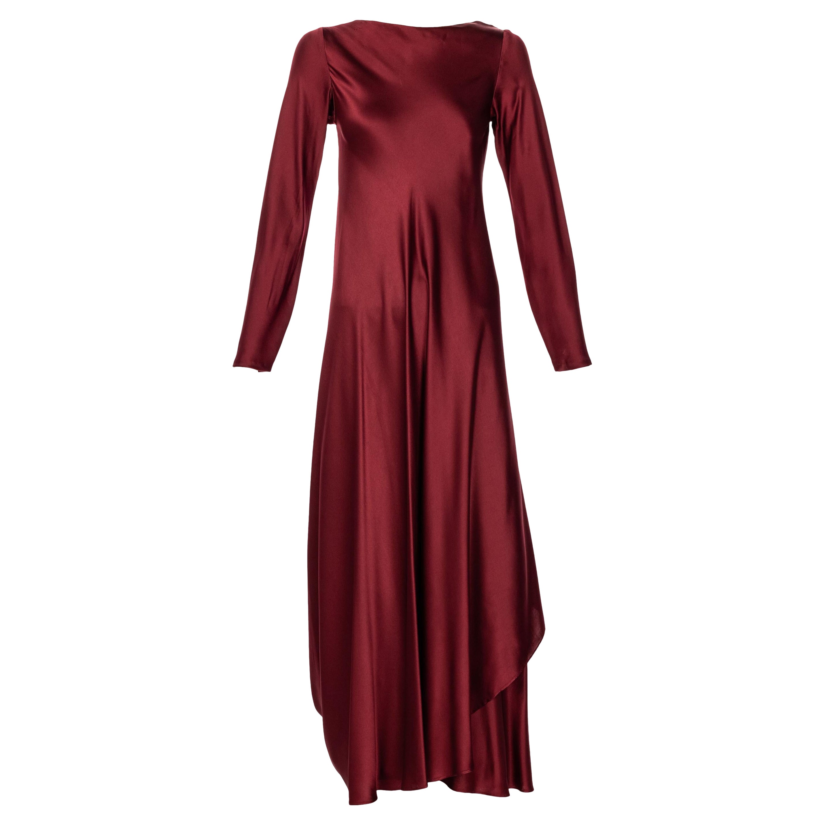 1970er Jahre Stavropoulos Couture  Burgunderfarbenes drapiertes Seidenkleid im Angebot