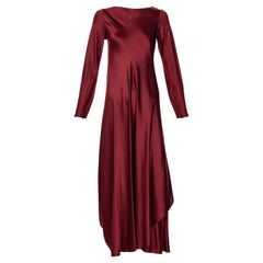 1970er Jahre Stavropoulos Couture  Burgunderfarbenes drapiertes Seidenkleid