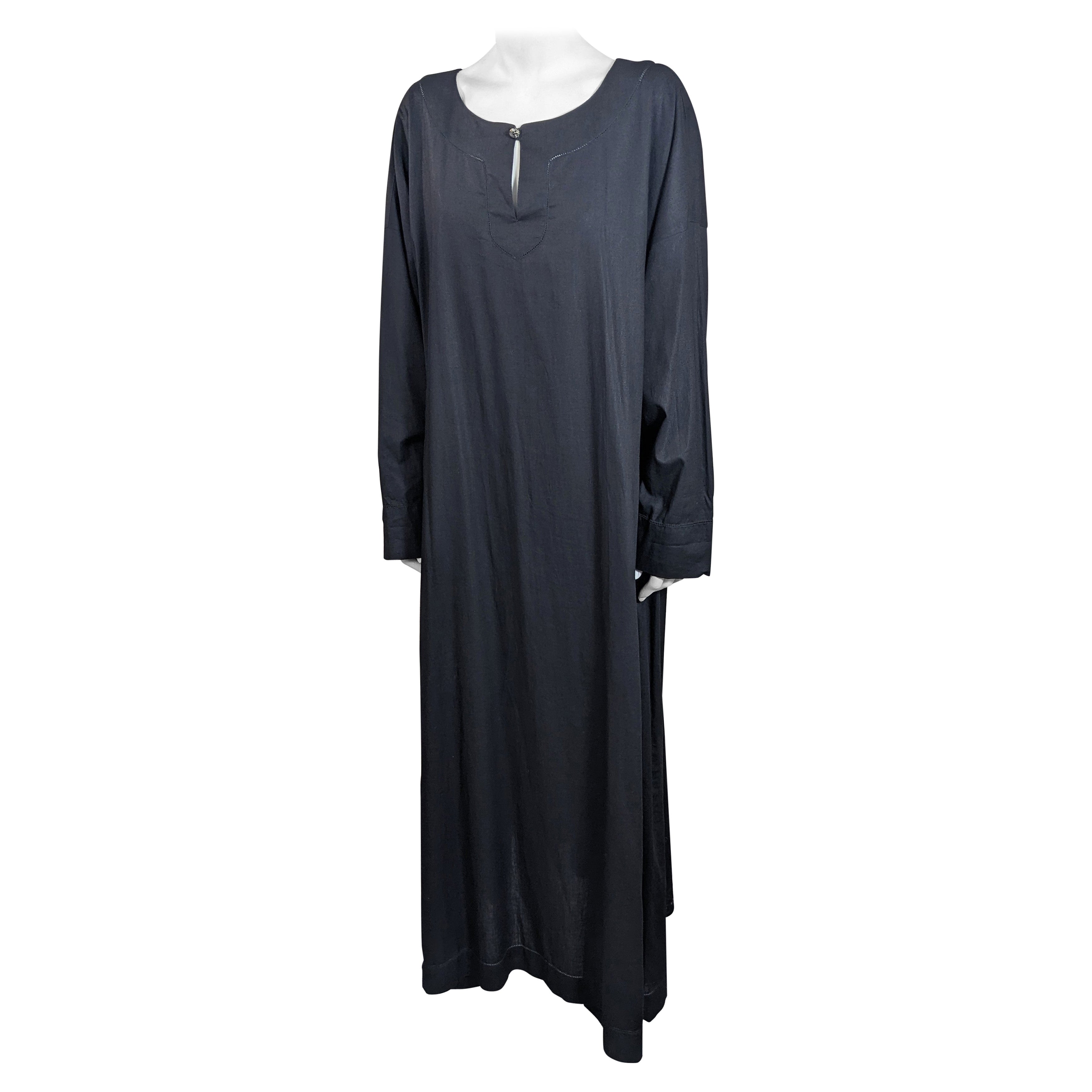 Issey Miyake Plantation, Black Linen Cotton Long Tunic Dress For Sale