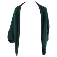 Brunello Cucinelli Green Cashmere Oversize Sweater with Sleeve Ruffle - L