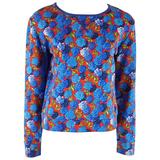 Marc Jacobs Multi Floral Long Sleeve Cotton Blend Top - XS