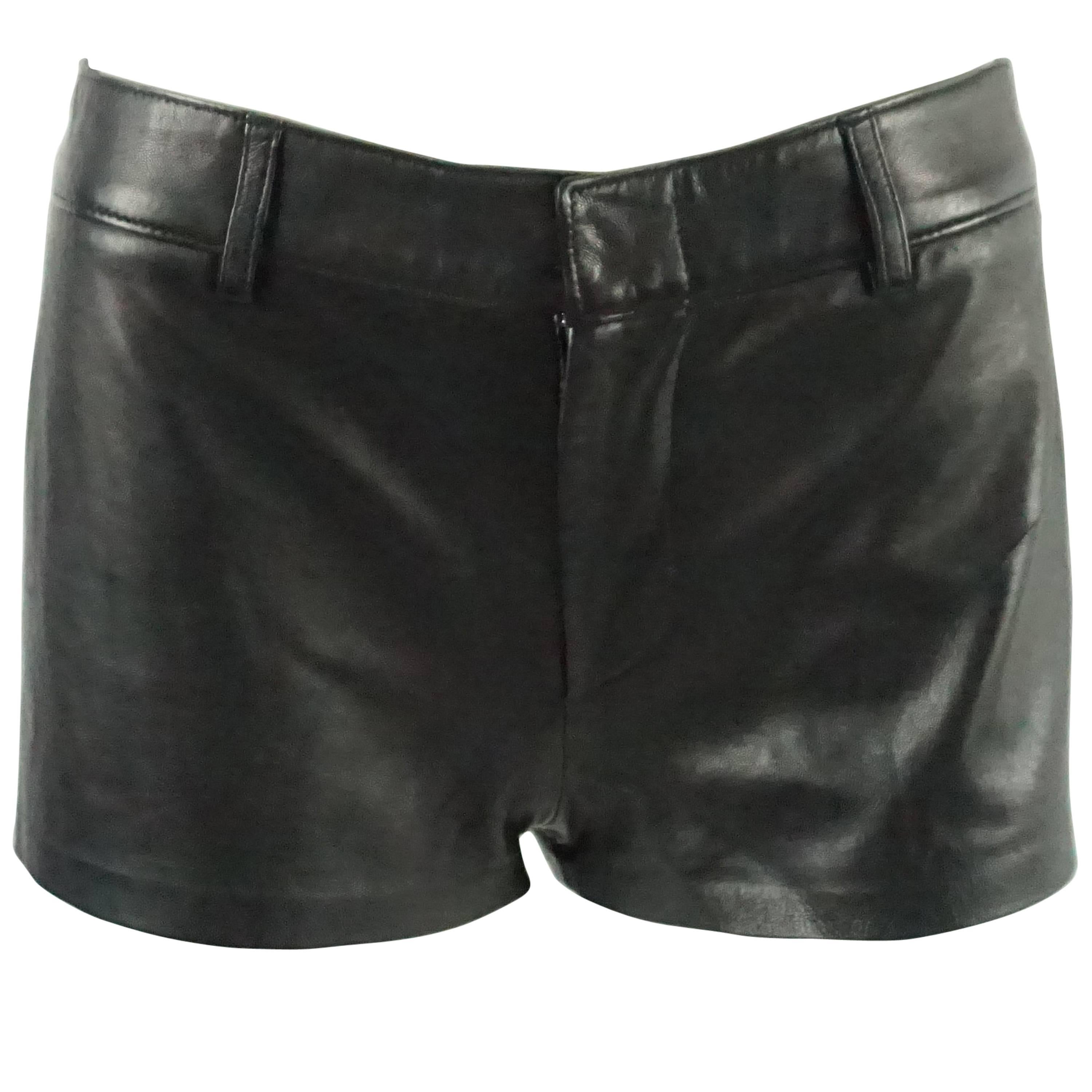 Ralph Lauren Collection Black Leather Shorts - 6