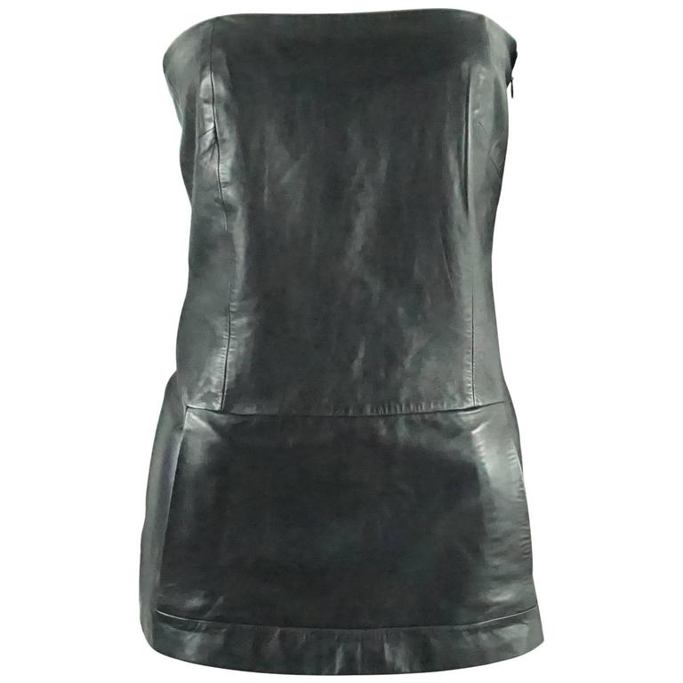 Loewe Black Leather Strapless Top S 1990's For Sale at 1stDibs