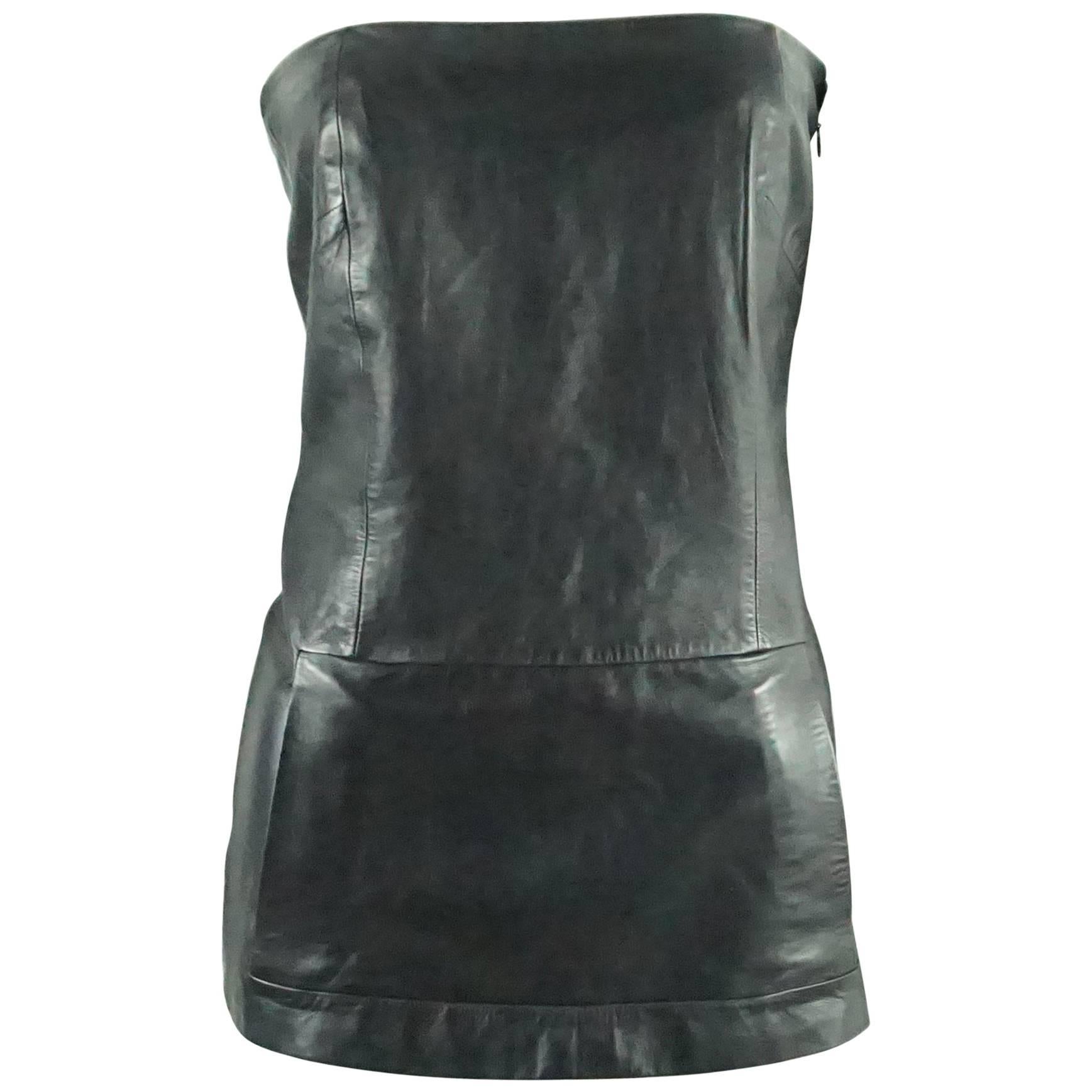 Loewe Black Leather Strapless Top - S - 1990's